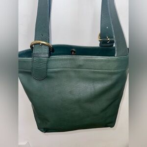 Vintage Coach Bottle Green Leather Tote Bag